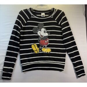 Disney Jerry Leigh black/white striped sequined Mickey Mouse sweater Small